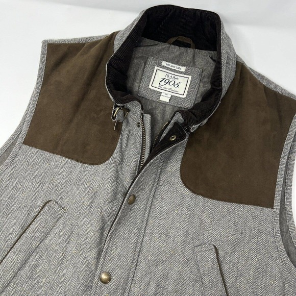 Jos A Bank Quilted Vest Herringbone Wool Blend Collar Buckle Men 1X Big & Tall - Picture 1 of 10